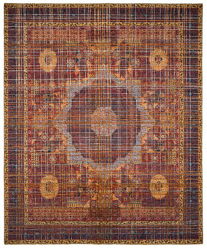 Tapis Mamluk Columbus Web Rouge Gris Soie