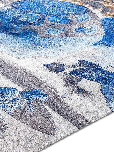 Tapis "Citron Bleu" Original sur Gris