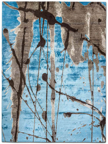 Tapis No. 06 Naturel sur Bleu