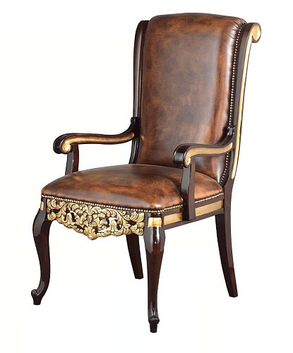 Chaise Classique En Cuir avec Accoudoirs