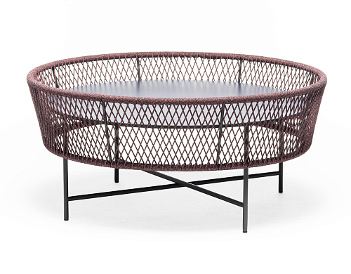 Table Basse de Jardin Ronde Bleue et Rouge Tamburo LG
