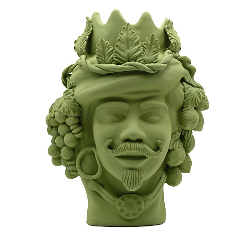 Sculpture Tête De Maure Vert Mat