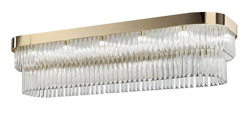 Lustre de Luxe Finition Or Doux avec Verre Triedro Transparent