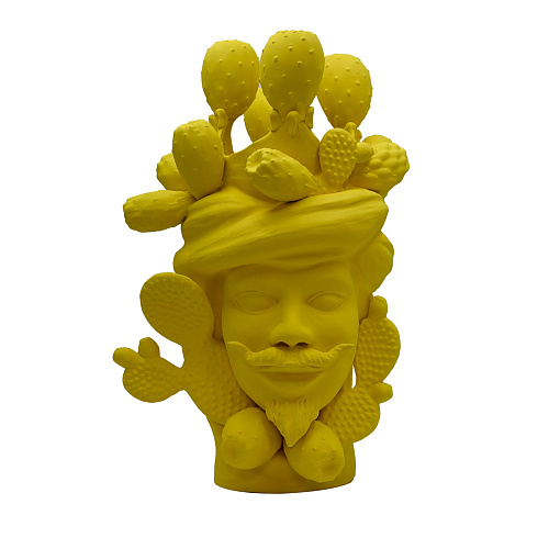Sculpture Unique Tête De Maure Jaune