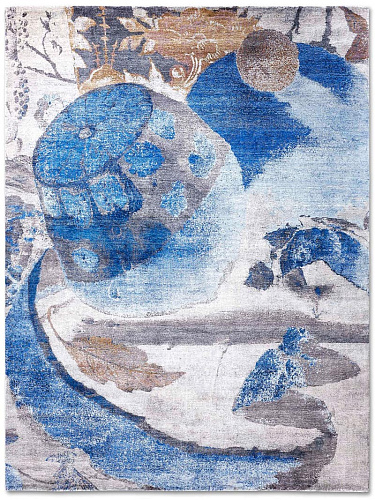 Tapis "Citron Bleu" Original sur Gris