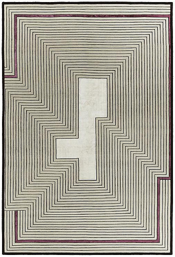 Tapis à Cadre Beige en Laine & Viscose