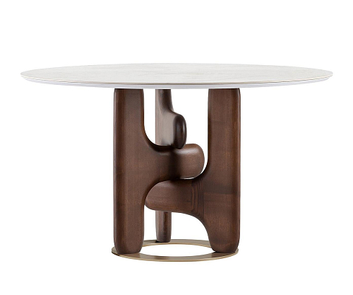Table de salle à manger ronde Clifford avec plateau en marbre