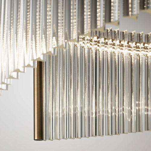 Lustre en Verre de Murano Transparent avec Double Éclairage LED