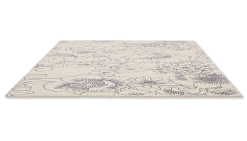 Tapis Linear Floral Bleu