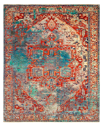 Tapis Serapi Westminster Artwork 22 Rouge Bleu Soie