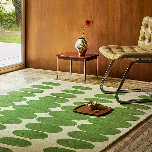 Optical Oval Green / Cream Tapis