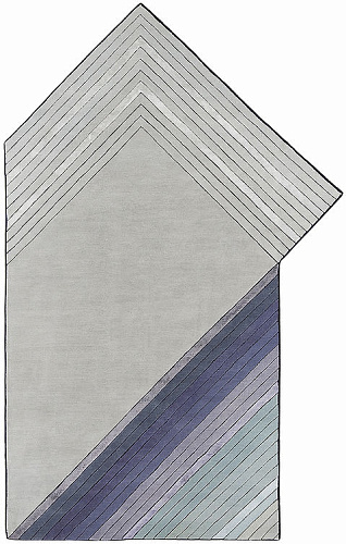Tapis Géométrique en Laine et Viscose Noué à la Main
