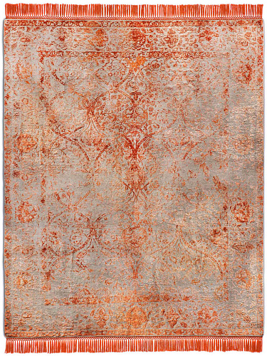 Tapis No. 03 Orange Cuivré sur Gris Naturel