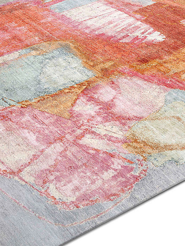 Tapis noué main de luxe Coucher de Soleil Rouge