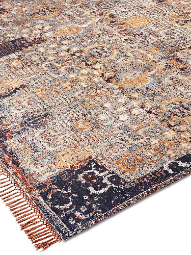 Tapis Bloc No. 03 Rouille Cuivrée sur Bleu Minuit