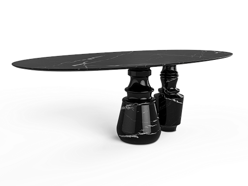Table à Manger Ovale Obsidienne Nero Marquina