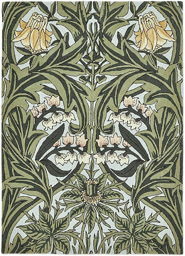 Tapis en laine et viscose Bluebell Leafy Arb Green 127607