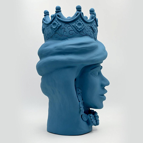 Sculpture Tête De Maure Bleu Mat
