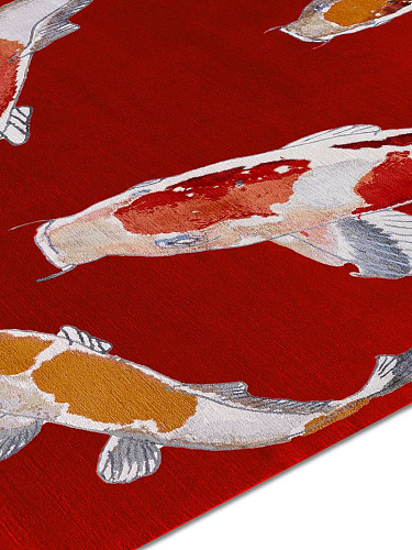 Tapis noué main de luxe Poisson Rouge