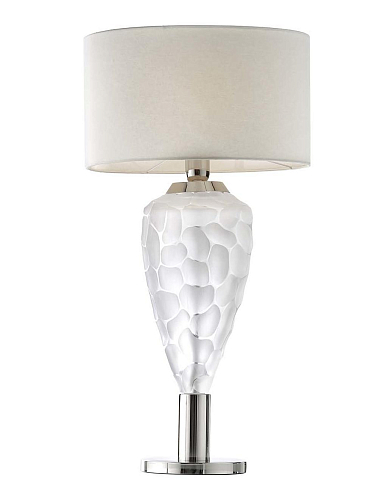 Lampe de Table Florentine en Cristal avec Abat-Jour Blanc