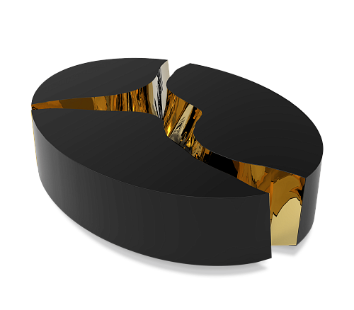 Table Basse Ovale Noire Fissure