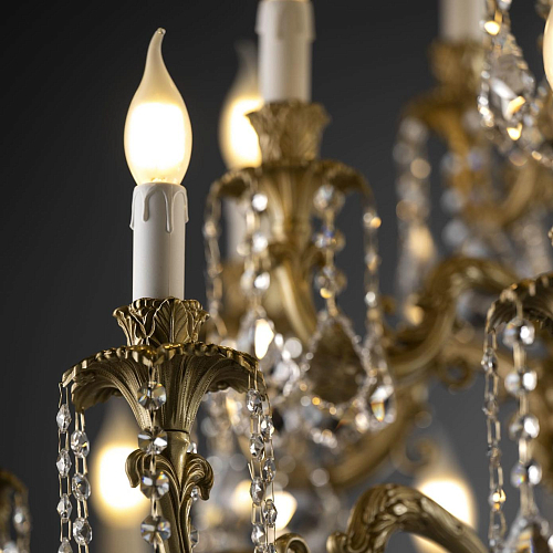 Applique Murale Baroque en Laiton avec Pendentifs en Cristal