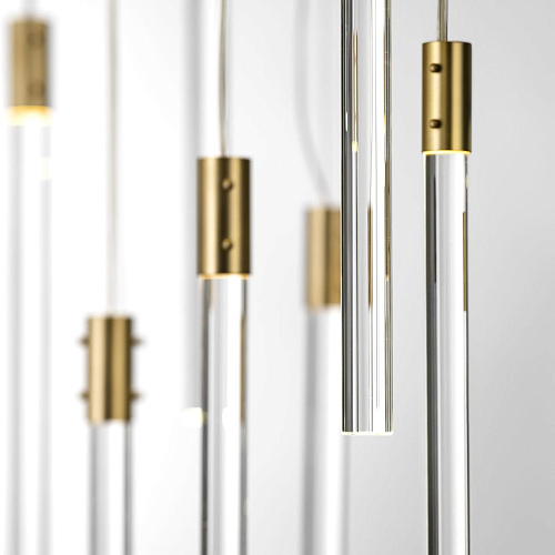 Lustre Contemporain avec 43 Pendentifs en Verre Transparent