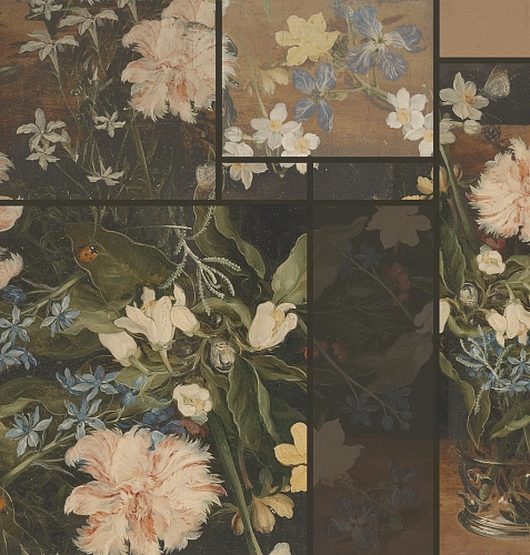 Papier peint fleurs vintage