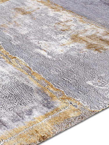 Tapis tissé main Argent Blanc Gris