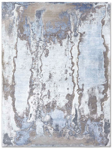Tapis fait main de luxe Argent / Bleu