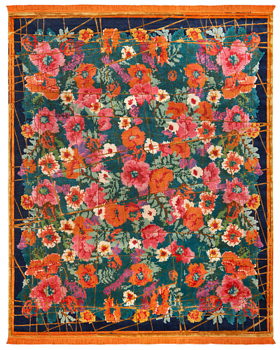 Tapis Scarlenka Allover Enveloppé Bleu Foncé Doré