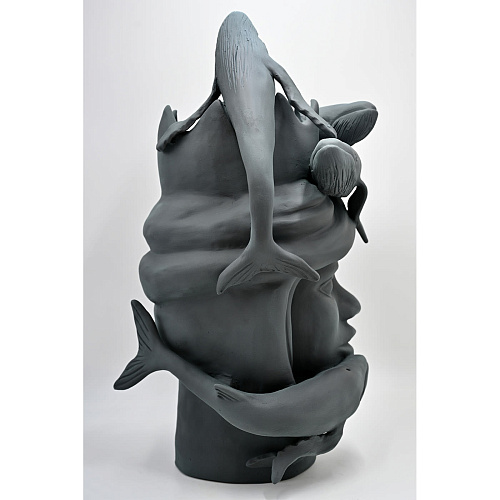 Sculpture Tête De Maure Grise