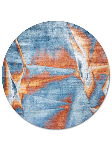 Tapis rond noué main Cyan