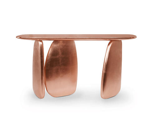 Console Sculpturale Cuivrée