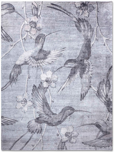 Tapis noué main Colibris