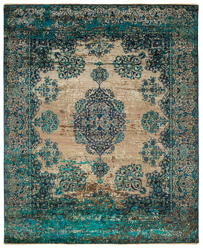 Tapis Kirman Robson Artwork 19 Gris Bleu Soie