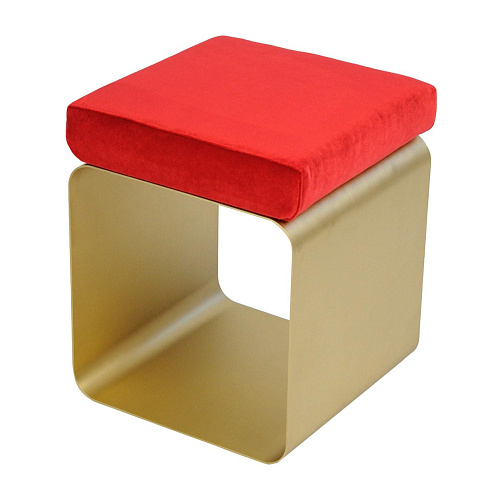 Tabouret Rouge avec Base Métallique