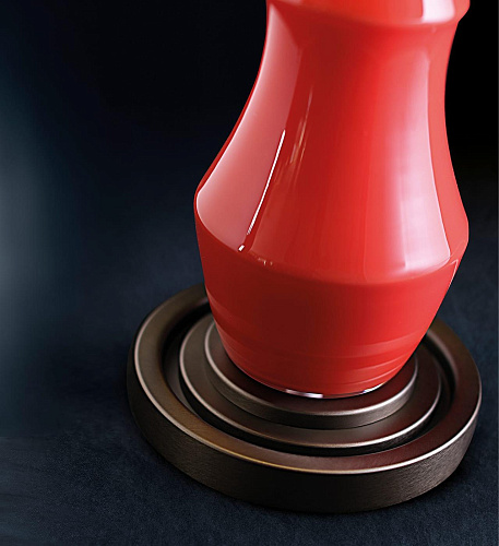 Lampe de table en verre soufflé rouge corail