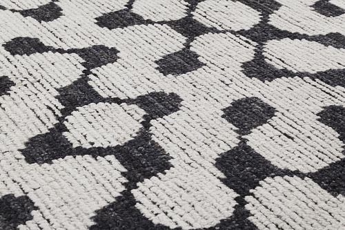 Tapis Noir & Blanc "Puzzle" Noué à la Main