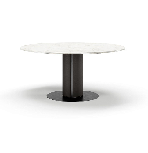 Table de salle à manger ronde sur piédestal en marbre Edward