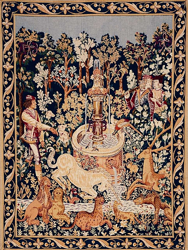 Tapisserie Licorne à la Fontaine avec Bordure