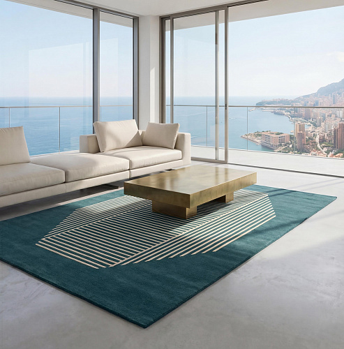 Tapis de luxe Octagon Lines Teal