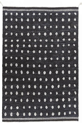 Tapis Noir & Blanc à Pois Noué à la Main