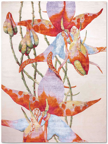 Tapis noué main Orchidée