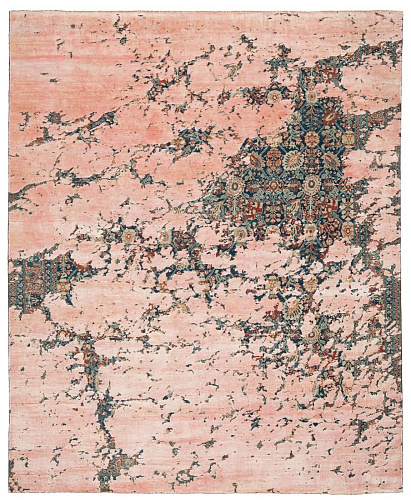 Tapis Tabriz Canal Aerial Bleu Marine E135 Soie