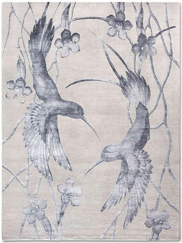 Tapis noué main Colibris