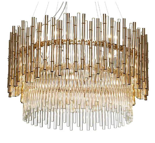 Lustre Bambou Verre et Or