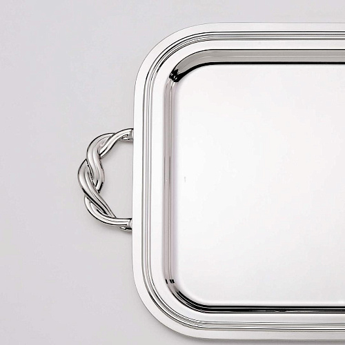 Plateau Rectangulaire Argenté Avec Poignées