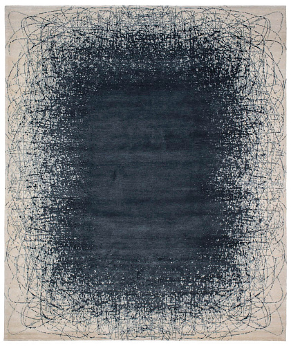 Tapis Ballpoint Art 6 Bleu Foncé Blanc