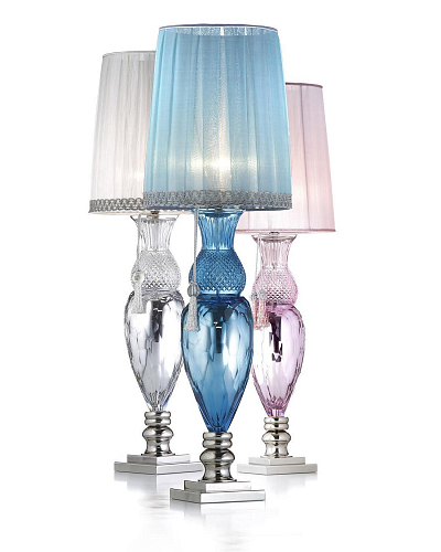 Lampe de Table Florentine en Cristal Bleu